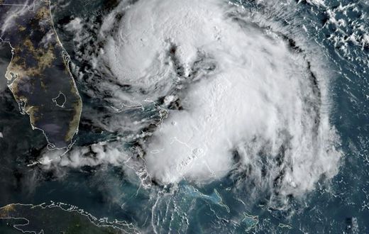 A satellite image of tropical storm Humberto on September 15, 2019