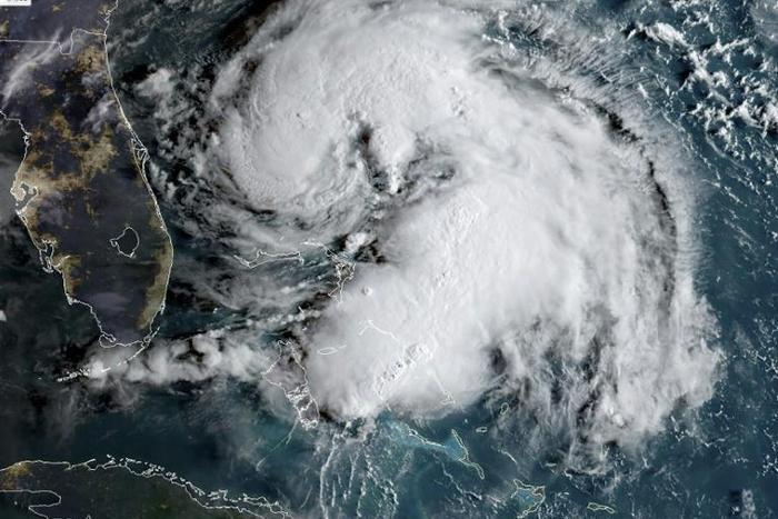 A satellite image of tropical storm Humberto on September 15, 2019