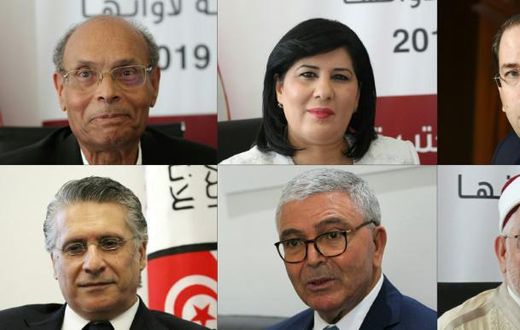 Moncef Marzouki, Abir Moussi, Youssef Chahed, Nabil Karoui, Abdelkrim Zbidi, Abdelfattah Mourou are candidates in the 2019 Tunisian presidential election