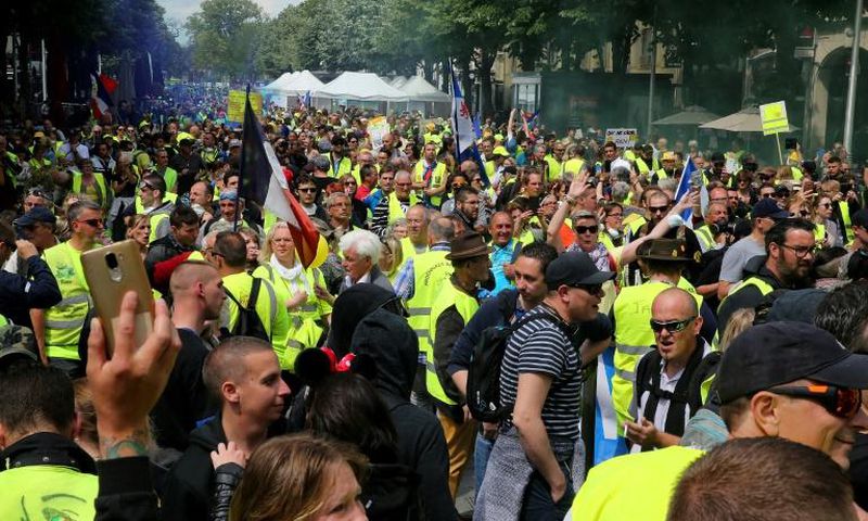 Reims, in the east of France, was one of several cities where people turned out to protest