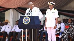 President Uhuru Kenyatta speaking at t Moi International Sports Centre, Kasarani where he flagged off the 66th Edition of Kenya’s legendary Safari Rally.