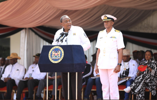 President Uhuru Kenyatta speaking at t Moi International Sports Centre, Kasarani where he flagged off the 66th Edition of Kenya’s legendary Safari Rally.