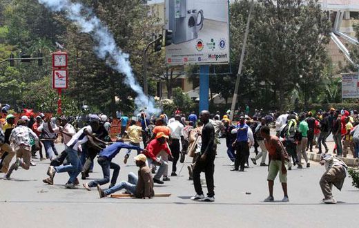 File image of police dispersing a crowd of demonstrators at a past political event