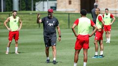 Liverpool manager Jurgen Klopp puts his players through their paces ahead of the club's US tour opener on Friday