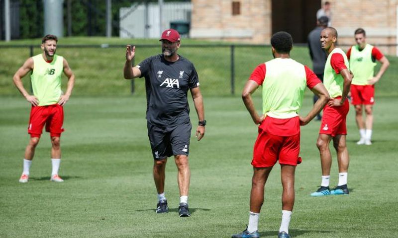 Liverpool manager Jurgen Klopp puts his players through their paces ahead of the club's US tour opener on Friday