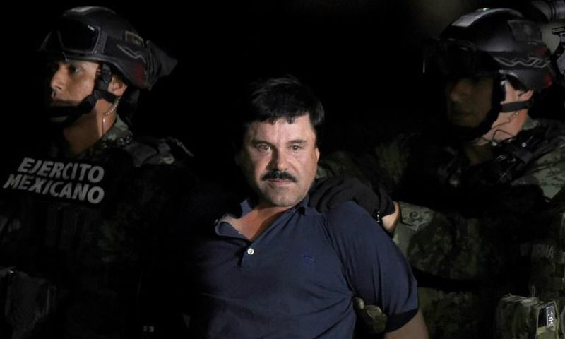 Former drug kingpin Joaquin "El Chapo" Guzman, pictured in January 2016 following his recapture, faces sentencing for flooding the United States with tons of cocaine, marijuana and other drugs over a quarter century