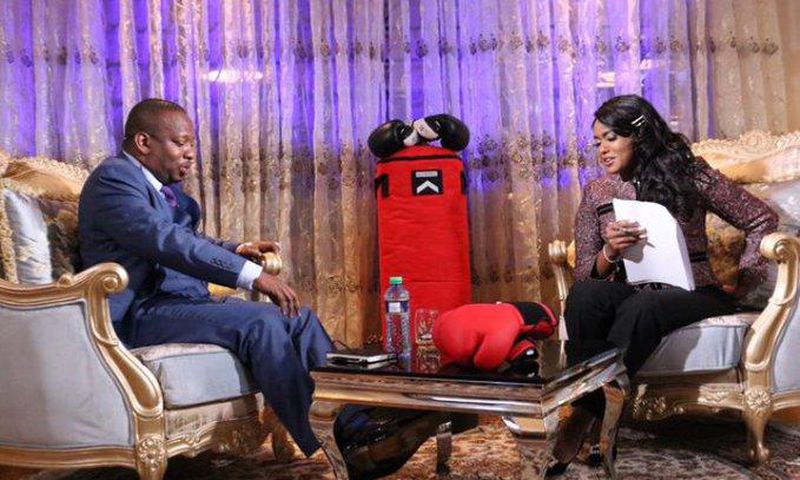 Anne Kiguta duing interview with Governor Mike Sonko