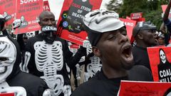 An anti-coal protest in Lamu, Kenya, where China has financed a coal-fired project