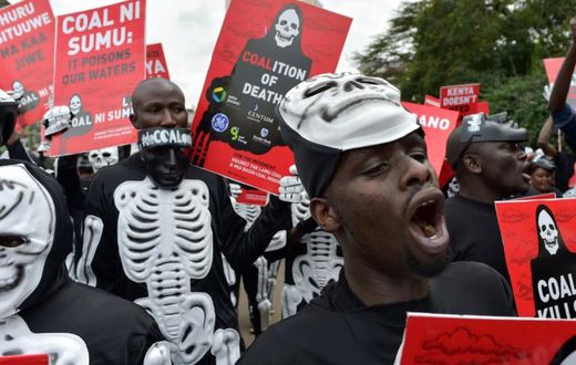 An anti-coal protest in Lamu, Kenya, where China has financed a coal-fired project