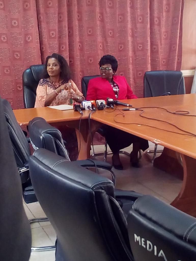 Nominated MP Jeniffer Shamalla with a colleague during a past briefing at Parliament buildings (Twitter)