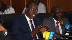 Interior CS Fred Matiangi and Immigration PS Gordon Kihalangwa