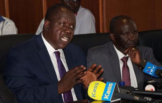 Interior CS Fred Matiangi and Immigration PS Gordon Kihalangwa