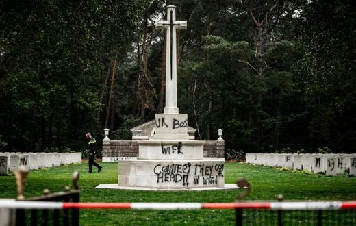The defacing of the cemetery comes as the Netherlands commemorates the 75th anniversary of its liberation from the Nazis