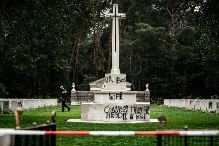 The defacing of the cemetery comes as the Netherlands commemorates the 75th anniversary of its liberation from the Nazis