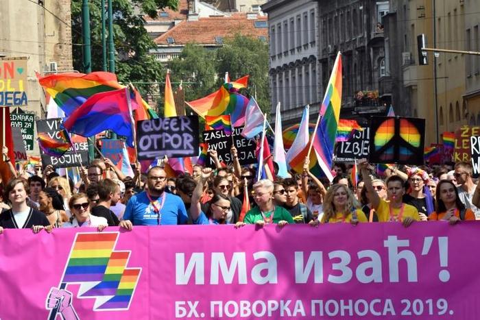 Sunday's Gay Pride march in Sarajevo was under heavy police protection