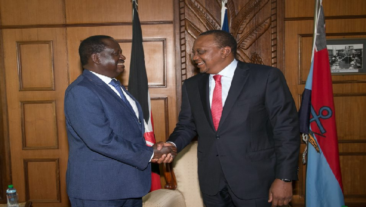 President Uhuru Kenyatta with Opposition leader Raila Odinga
