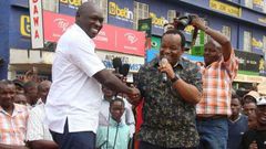 File image of team Kieleweke MPs Ngunjiri Wambugu (right)and his Cherangany counterpart Joshua Kutuny in Nyeri town on April 7, 2019