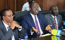 Interior PS Karanja Kibicho, Interior CS Fred Matiangi and Immigration PS Gordon Kihalangwa 1