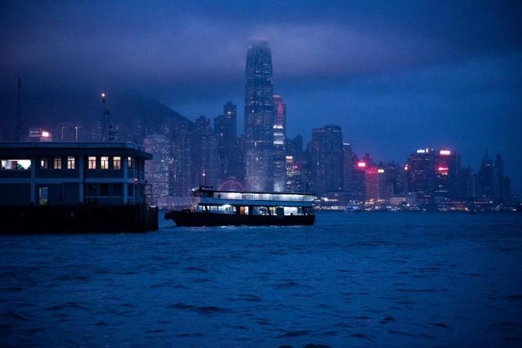 A ferry docks at the pier in North Point, a district of Hong Kong with deep communist roots