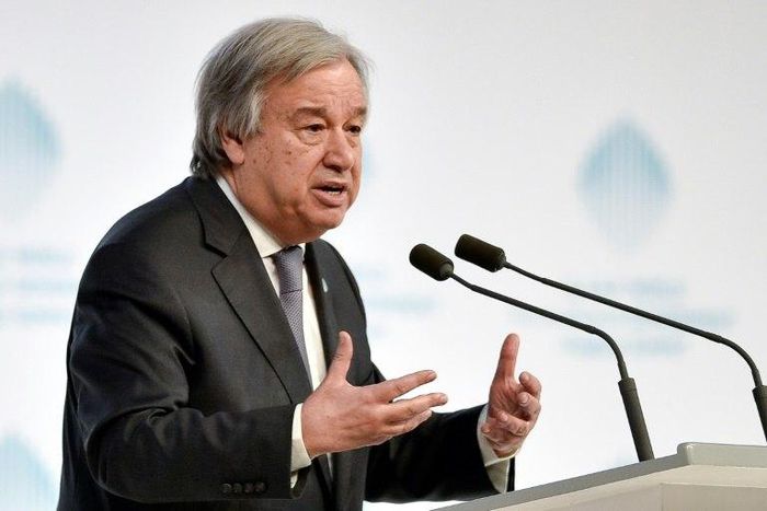 UN Secretary General Antonio Guterres addresses the World Government Summit in Dubai, on February 13, 2017