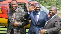 File image of Kitutu Chache MP Richard Onyonka (left) with DP William Ruto and Kisii County Deputy Governor Joash Maangi