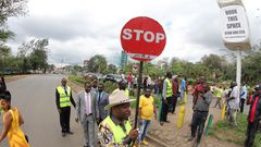 Nairobi Governor Mike Sonko during a recent site visit along Uhuru Highway (Twitter)