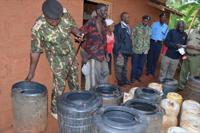 Police impounding illicit brew