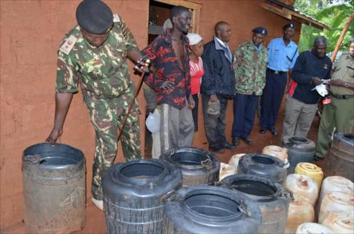 Police impounding illicit brew
