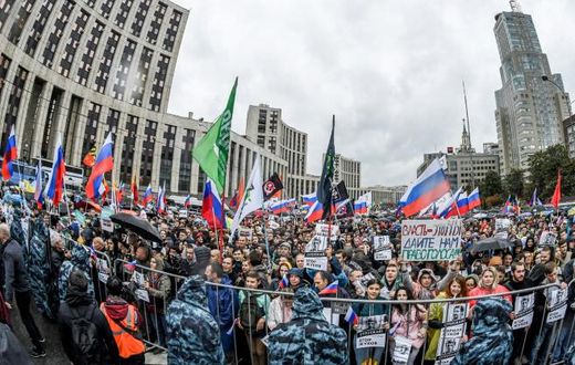 Tens of thousands took to the streets of Moscow after authorities refused to allow prominent opposition candidates to stand for the city parliament in September 8 elections