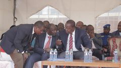 Interior CS Fred Matiang'i, Immigration PS Gordon Kihalangwa in Nakuru. 5 Chinese nationals working at Gikomba market to be deported