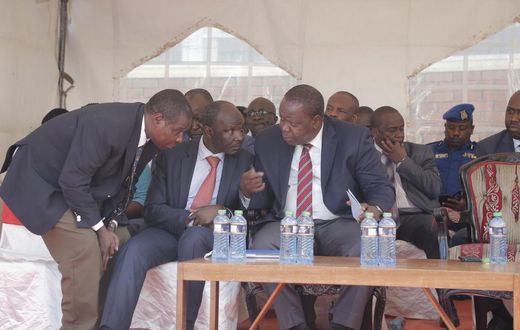 Interior CS Fred Matiang'i, Immigration PS Gordon Kihalangwa in Nakuru. 5 Chinese nationals working at Gikomba market to be deported