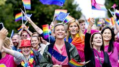 Opprobrium from the White House has helped make Vestager a star, with competition authorities around the world following in her footsteps in moves against big tech. She is shown here at the Copenhagen Pride Parade last month