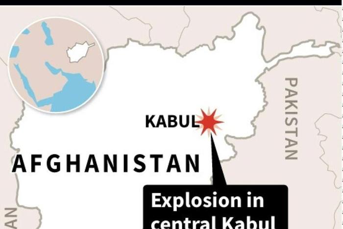 Map of Afghanistan locating Kabul, where a loud explosion was heard on Thursday.