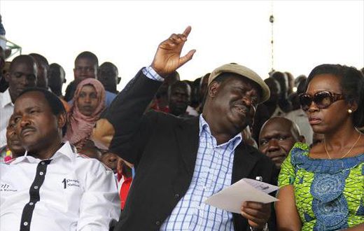 File image of Kalonzo Musyoka (L) Raila Odinga (C) and Martha Karua (R) Kalonzo and Karua are listed in the LSK list of 24 for senior counsel status