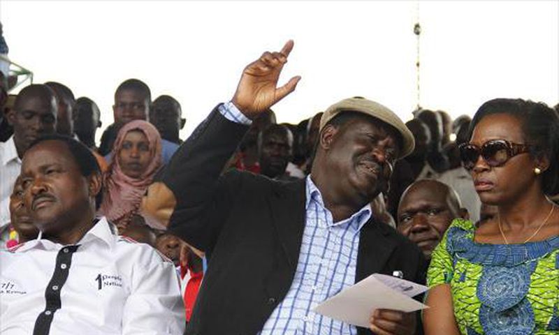 File image of Kalonzo Musyoka (L) Raila Odinga (C) and Martha Karua (R) Kalonzo and Karua are listed in the LSK list of 24 for senior counsel status