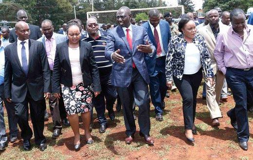 File image of Deputy President William Ruto (centre) with Kirinyaga Governor Anne Waiguru (left), Women’s Representative Purity Ngirici