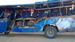 Nasiib Sacco bus involved in a grisly road accident at Tula area along the Mwingi-Garissa road (Twitter)