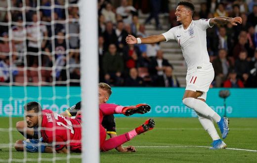 Teenage dreams: Jadon Sancho, 19, scored his first two England goals against Kosovo