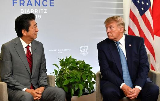 Japan's Prime Minister Shinzo Abe (L) and US President Donald Trump , pictured on the sidelines of the G7 summit in Biarritz in August, are set to sign a trade deal on the sidelines of the UN General Assembly meeting in New York