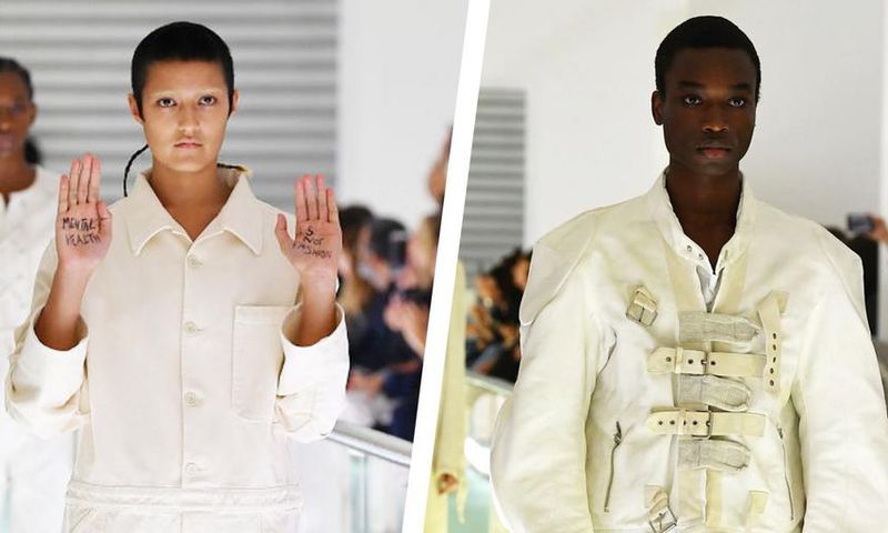 Model Stages at Protest Gucci Runway Show