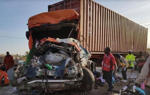 File image of a past accident scene. Two people died on the spot while two others were rushed to hospital after a rad accident at Gilgil along the Nairobi-Nakuru highway
