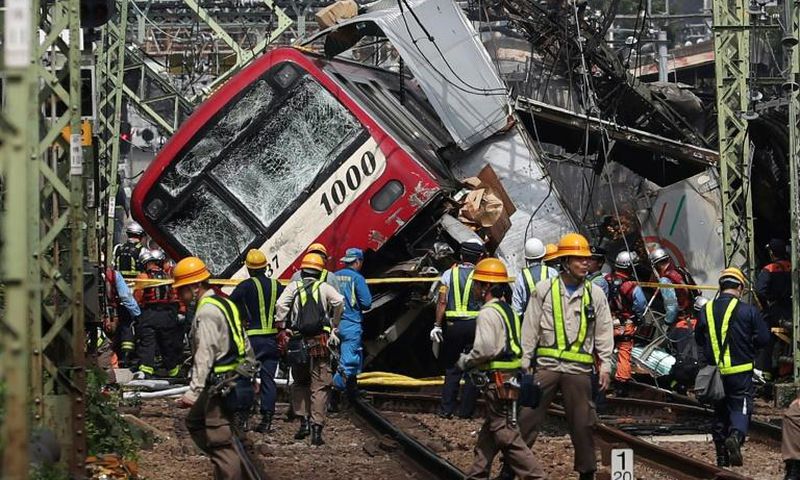 The accident derailed the front carriage of the train and badly damaged the truck