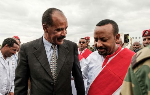 Peacemakers: Abiy Ahmed, right, and Eritrean President Isaias Afwerki in November 2018
