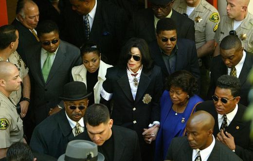 The show follows a new raft of allegations that Jackson groomed and sexually assaulted children, detailed in the 2018 documentary "Finding Neverland". The star, shown here at his arraignment for child molestation charges in 2004, was acquitted