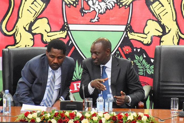 DP William Ruto with Trade CS Peter Munya who was summoned by DCI over an alleged assassination pan against the DP