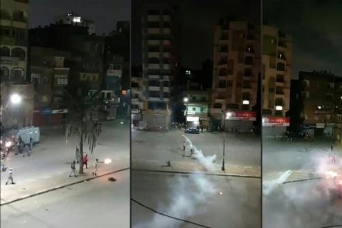 Egyptian security forces and protesters clashed in rare demonstrations in central Suez late Saturday