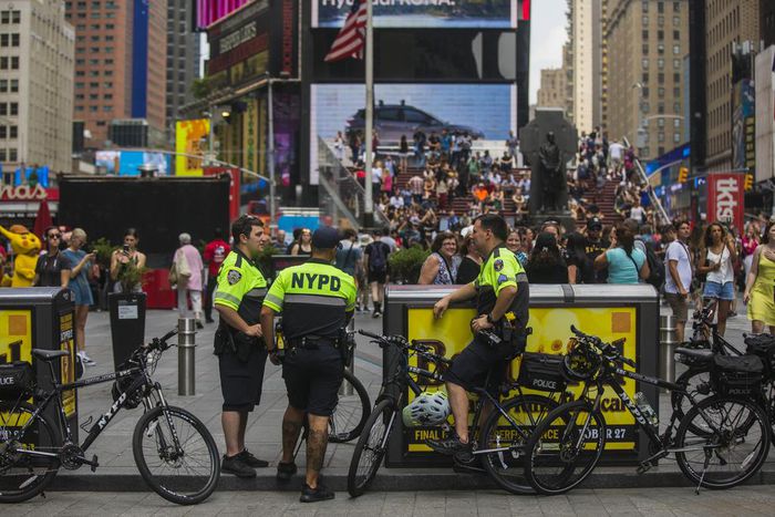 A Dirt Bike Pops, and 'Run, Hide, Fight' Comes to Times Square