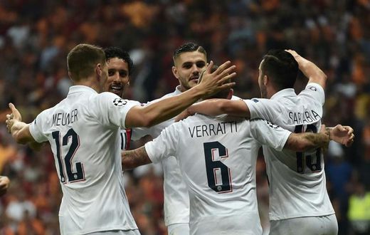 Paris Saint-Germain's Mauro Icardi celebrates scoring his first goal for the Parisians in the victory over Galatasary