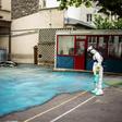 One school courtyard was sprayed with a lead-absorbing gel after tests on lead levels