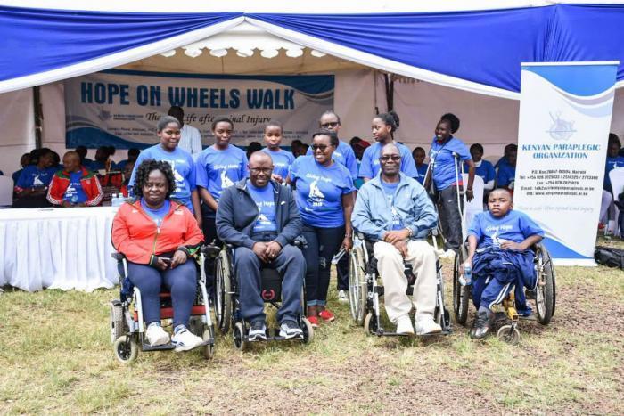 Westlands MP (second from left) alongside other members of the Kenya Paraplegic Organisation